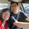 in Kyle's car, at the start of our drive to Chicago