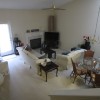 the living/dining area on the lower floor